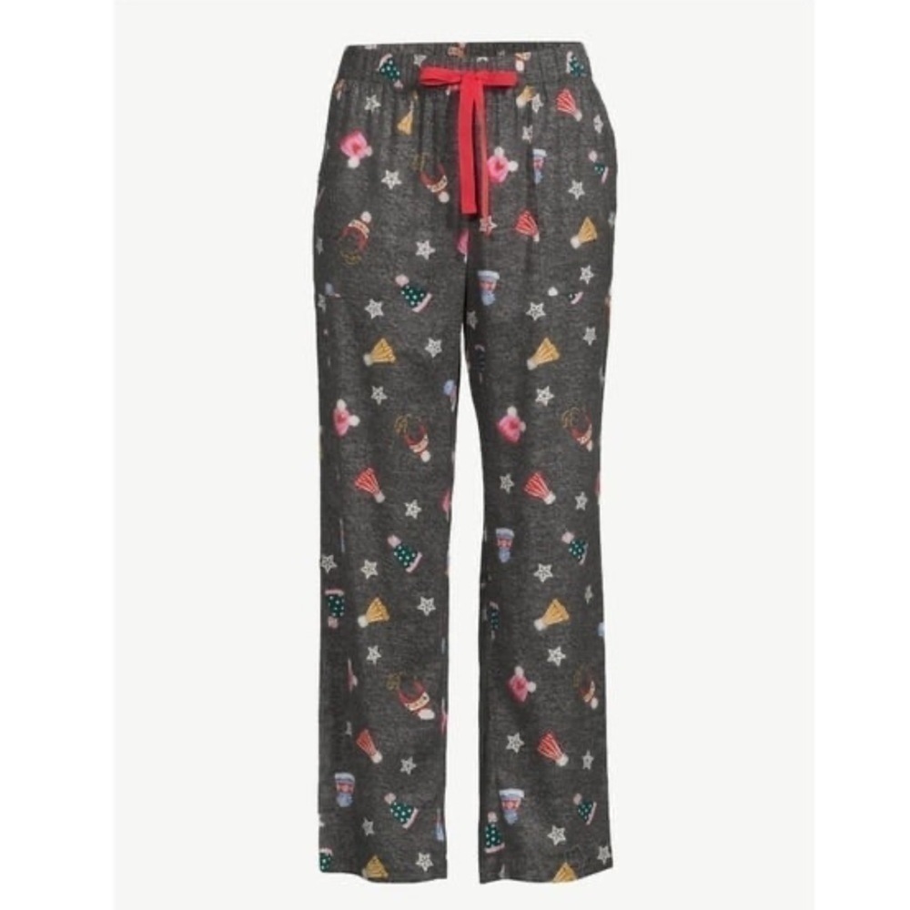 Joyspun Women's Print Flannel Sleep Pants, Size Small